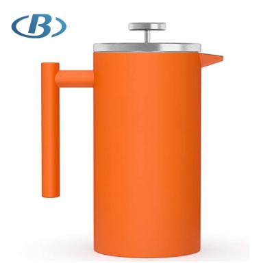 China Durable Orange Wall Color Double Wall Heavy Duty Coffee French Press , Coffee Maker for sale