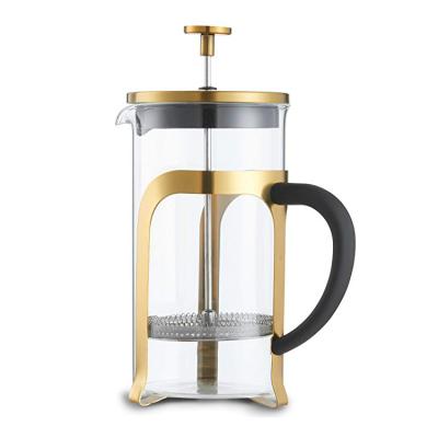 China Sustainable 800/1000ML Gold Color Stainless Steel French Press For Home for sale