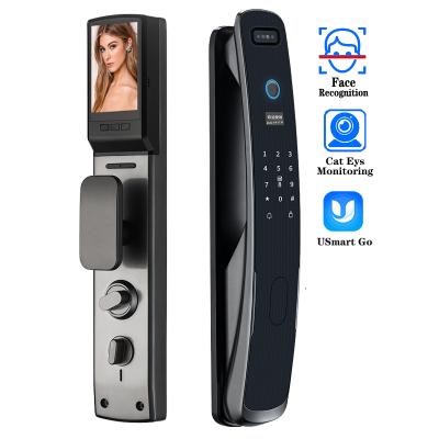 China Plot Monitoring with DFSH-3 3D Camera Face Recognition Fingerprint Password Swipe Key Smart Door Lock for sale