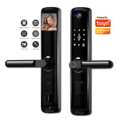 China Security Digital Password Fingerprint Smart Door Lock with HD Camera TUYA Cat Eye APP VVMY01 for sale