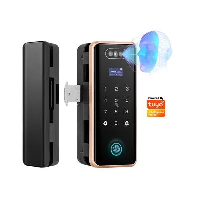 China TTLOCK the latest face recognition TUYA wifi frameless glass anti-theft APP anti-theft door fingerprint mortise hook smart door lock for sale