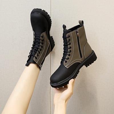 China Wholesale Anti-slip Cheap Leather Ankle Boots Autumn Winter Black Boots Women Custom Shoes for sale