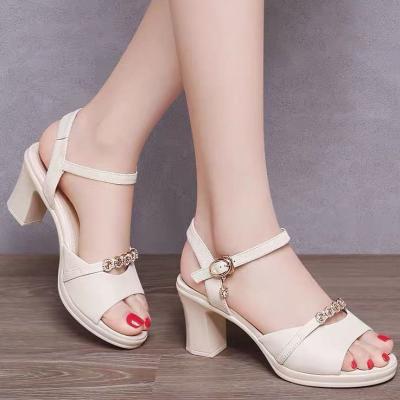 China Fashion Trend Elegant New Women Party Fancy Open Toe Ladies Leather High Heel Prom High Heels Fancy Sandals for sale