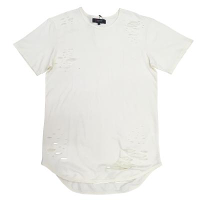 China Wholesale White Blank Anti Shrink Ripped Loose Cotton T Shirts for sale