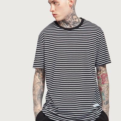 China Anti-pilling Latest Designs For Mens Slim Black White Stripe Ringer T-Shirts for sale