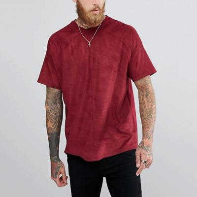 China China anti-pilling men's fashion oversized suede T-shirts with dropped shoulders for sale