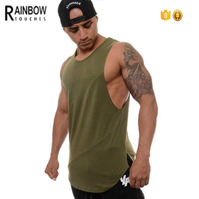 China Anti Pilling Muscle Men Vest Gym Bodybuilding Athletic Sportswear Curved Edge Tank Tops for sale