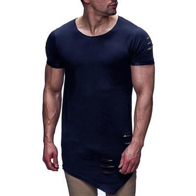 China Supply anti-pilling asymmetrical edge tore aplet men's tee for sale