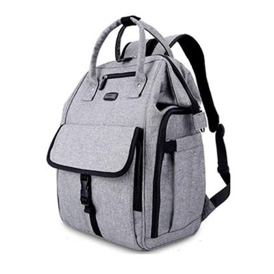 China 2022 Gray Changing Nappy Mummy Backpack Outdoor Customized Popular Gray Baby Diaper Bag for sale