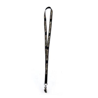 China Metal Neck Nylon Strap Hot Custom Band Wholesale Nylon Sling Long Stamping Lanyard With Metal Clip Black for sale