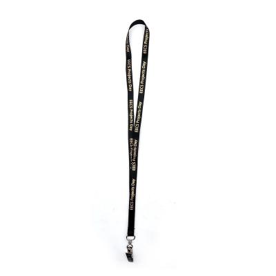 China Hot Fashion Customized Long Band Nylon Neck Strap Nylon Stamping Lanyard With Metal Clip Black for sale