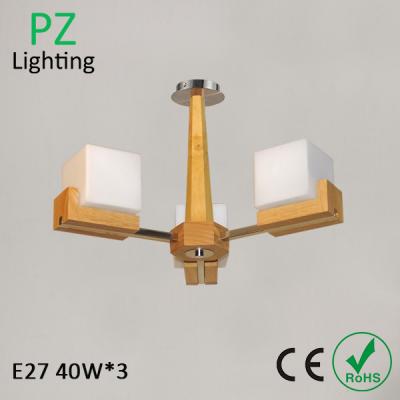 China C904-3 E27 40W x 3 Oak wood ceiling lamp chandelier lighting for bedroom living room for sale