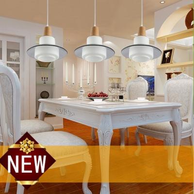 China Oak wood dinner room pendant lamp with 3heads glass shade E27 socket wood imported for sale