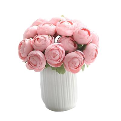 China Bargain Price Minimalist Multiple Color Silk&plastic Wedding Decoration Artificial Flower Mini Peony Flower Bouquet for sale