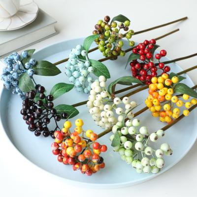 China California Artificial Flowers Blueberry Berry European British Plastic Silk Fruit Flowers Home Decorative Wedding Party for sale