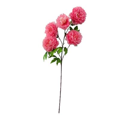 China European British Artificial Ornamental Plants 5 Heads Peony Rose Flowers 5 Flower Heads Peony Decoration for sale