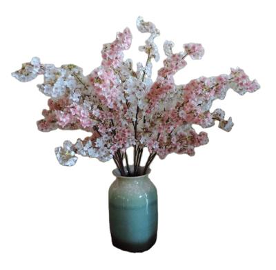 China Minimalist Sale Various Color Silk&plastic Decorative Mini Artificial Cherry Blossoms Multiple Flowers for sale