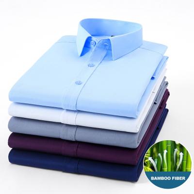 China Wholesale New Bamboo Fiber Anti-pilling Men's Shirt Color Shirt Factory Pure Men's Business Casual Dress for sale