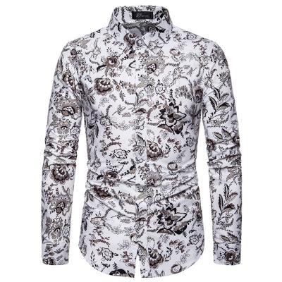 China Anti-pilling 2021 new autumn printed long sleeve shirt for men's Hawaiian floral trend casual floral shirt for sale