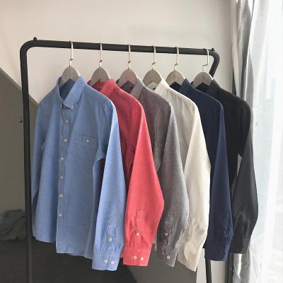 China Long Sleeve Anti-pilling Shirt Pure White Casual Slim White Spring Shirt Oxford Spinning Shirt for sale