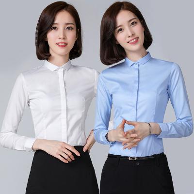 China New long sleeve anti-pilling spring and autumn white bamboo fiber shirt ladies casual shirt for sale