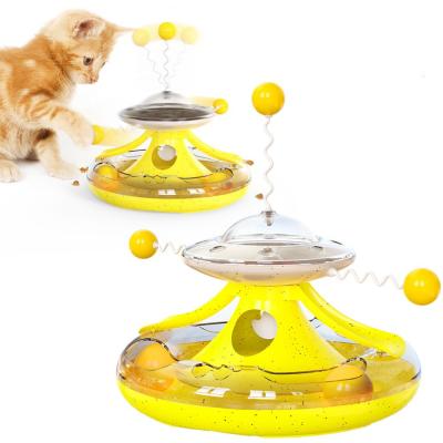 China Stored Pet Ensures Leakage Cat Toy Cat Teaser Cat Food Turntable Track Ball Windmill for sale