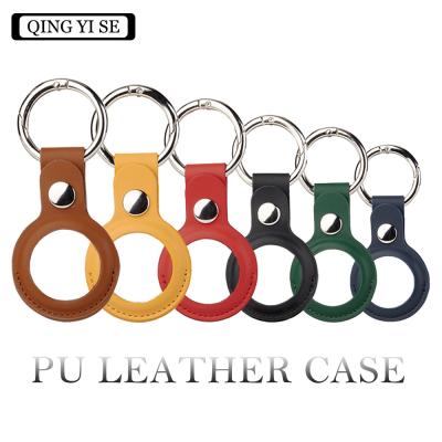 China Newest PU Anti-drop Key Chain Apple Airtag Portable Leather Case Protector Collar Wireless Tracker For Apple Airtag Case Protector for sale