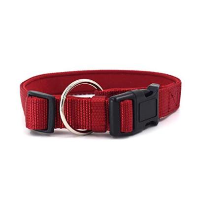 China Durable Color Plaid Adjustable Classic Soft Neoprene Padded Nylon Dog Collar With Quick Release Buckle for sale