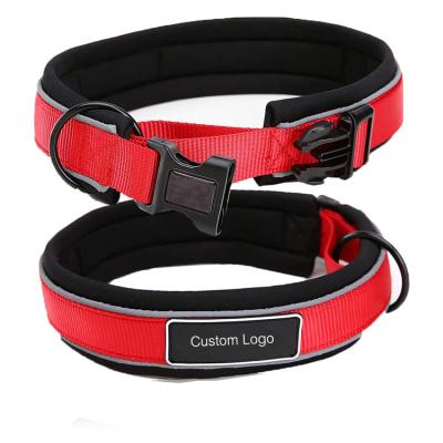 China New Products Durable Reflective Nylon Padded Adjustable Neoprene Padded Dog Collar For Training for sale