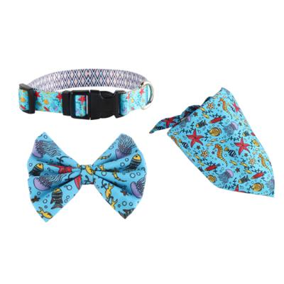 China 2020 Hot Sale Pet Products Custom Adjustable Bowtie Pitbull Custom Design Pattern Adjustable Dog Collar for sale