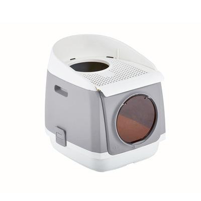 China Wholesale Double Door Stocked Cabin Trash Can Fully Enclosed Cat Toilet Splash-Proof Folding Trash Can for sale