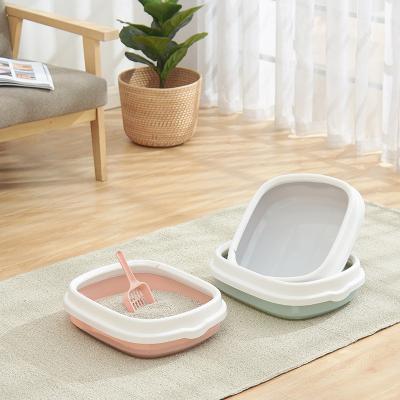 China Factory Wholesale Partially Enclosed Small Plastic Single Open Stocked Cat Toilet Trash Bin for sale