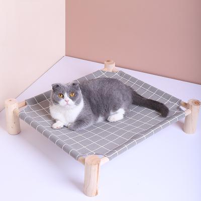 China Wholesale Dismountable Four-Corner Summer Border Hand Wash and Washable Wooden Cat Nest Pet Cat Hammock for sale