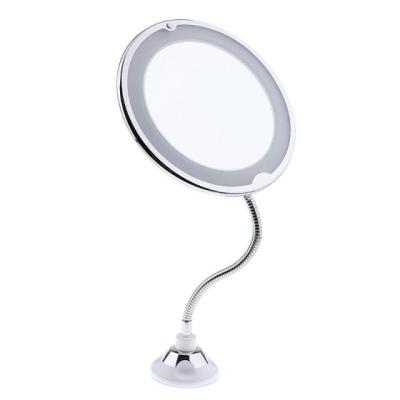 China Flexible Desktop Mirror Gooseneck 10x Magnification Mirror Bathroom Vanity Led Light Makeup Mirror for sale