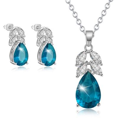 China West African Crystal Copper Jewelry Set Fashion Romantic Zircon Pear Shape For Women for sale