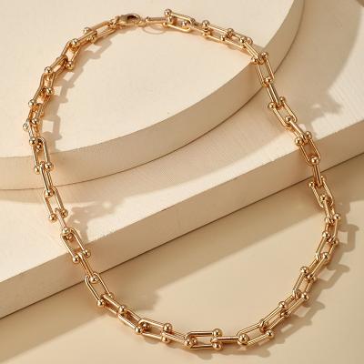 China CLASSIC Hip Hop Link Chain Chunky Gold Metal Clavicle Geometric U-shaped Thick Chain Necklace for sale