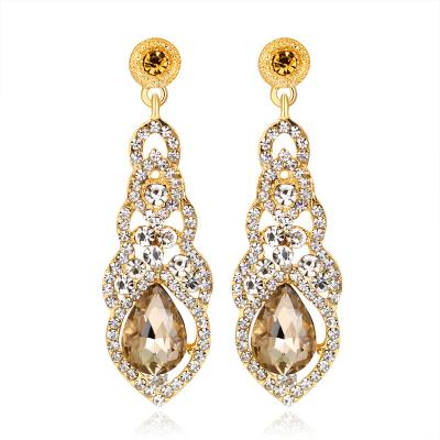 China Trendy American European Popular Exaggerated Bridal Wedding Earrings Diamond Long Earrings for sale