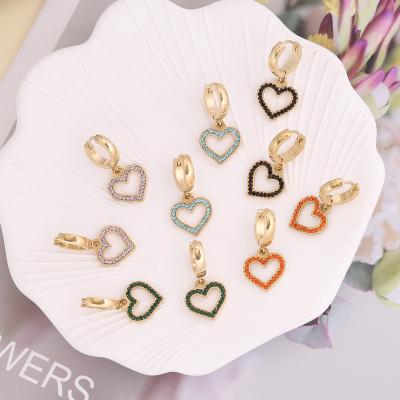 China Trendy Explosive Fashion Stainless Steel Stud Earrings Cute Macaron Heart Zircon Stud Earrings for sale