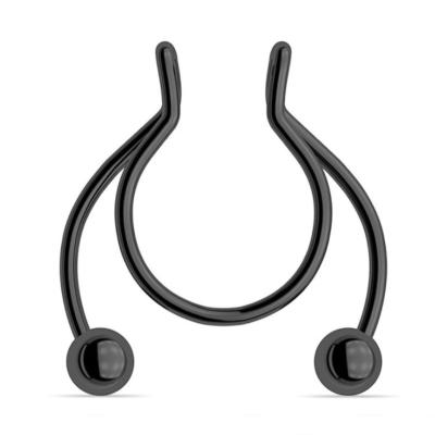 China Fashionable Faux Nose Ring Antler Stainless Steel Non-perforation C-shaped Nose Rings Piercing Jewelry for sale