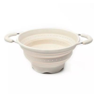 China Viable Multifunctional Silicone Strainer Silicone Colander Fruit Folding Drain Basket for Storage Washing Vegetables for sale