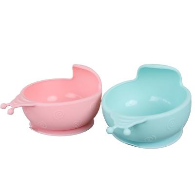 China Anti Drop Sucker Modern Design Bowl Silicone Baby Feeding Tableware Food Grade Silicone Snail Food Tableware for sale