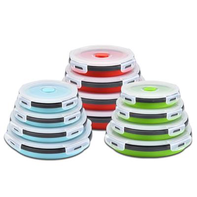 China Viable Leakproof Collapsible Silicone Collapsible Food Container Collapsible Food Bowl for sale