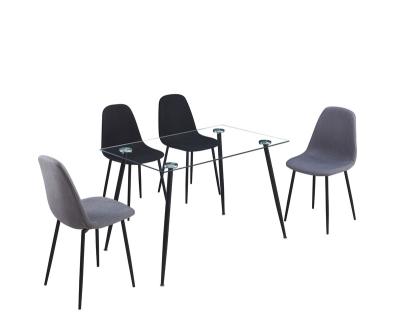 China (Other) Tempered Glass Fabric Adjustable High Chair With Metal Legs Dining Table Set for sale