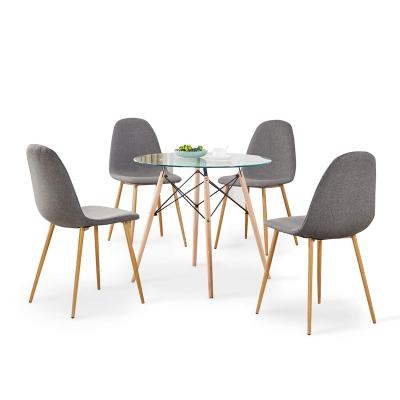 China Wood Dining Table Set (Height)Adjustable Leather Glass Metal Fabric Table Top for sale