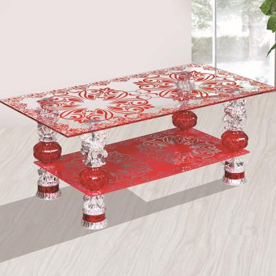 China Practical antique red glass coffee table living room furniture online shopping for sale