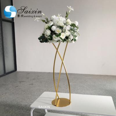 China Wedding ZT-547 Black Gold Flower Metal Design Stand Decorative For Wedding Centerpieces for sale