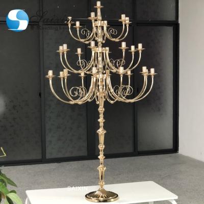 China ZT-322 European style tall luxury metal floor gold tall candelabra for wedding centerpiece for sale