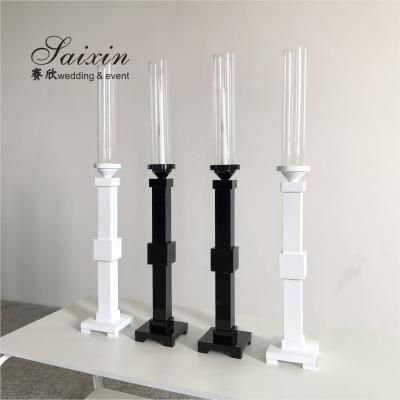 China Wedding Candelabra Single Crystal Crystal Jewish Black White Candle Holder ZT-038 For Party Home Decoration for sale