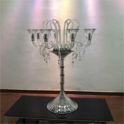 China ZT-524 Contemporary luxury black crystal table candle tall candle candelabra for home decor wedding centerpieces for sale