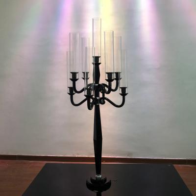 China event & New Design Wedding Party Supplies ZT- 271LB Tall Black Crystal Glass Candelabra Table Centerpieces for sale